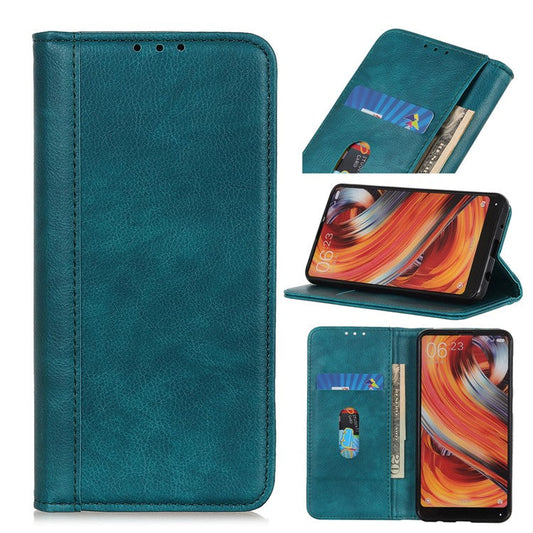 Auto-absorbed Wallet Litchi Texture Leather Mobile Phone Case for Samsung Galaxy A52 4G/5G / A52s 5G - Green