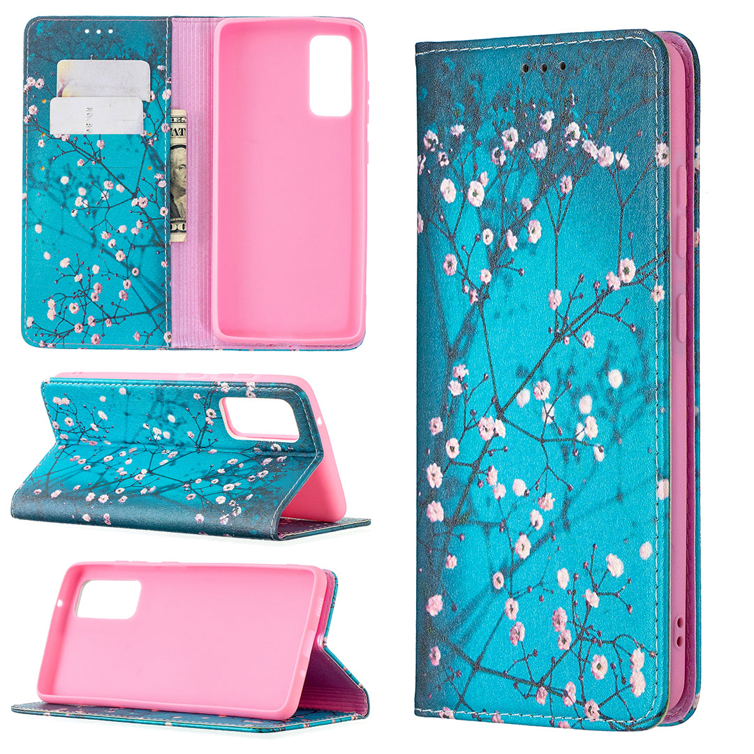 Auto-absorbed Stylish Patterned PU Leather Stand Phone Case for Samsung Galaxy S20 FE 4G/FE 5G/S20 Lite/S20 FE 2022 - Wintersweet