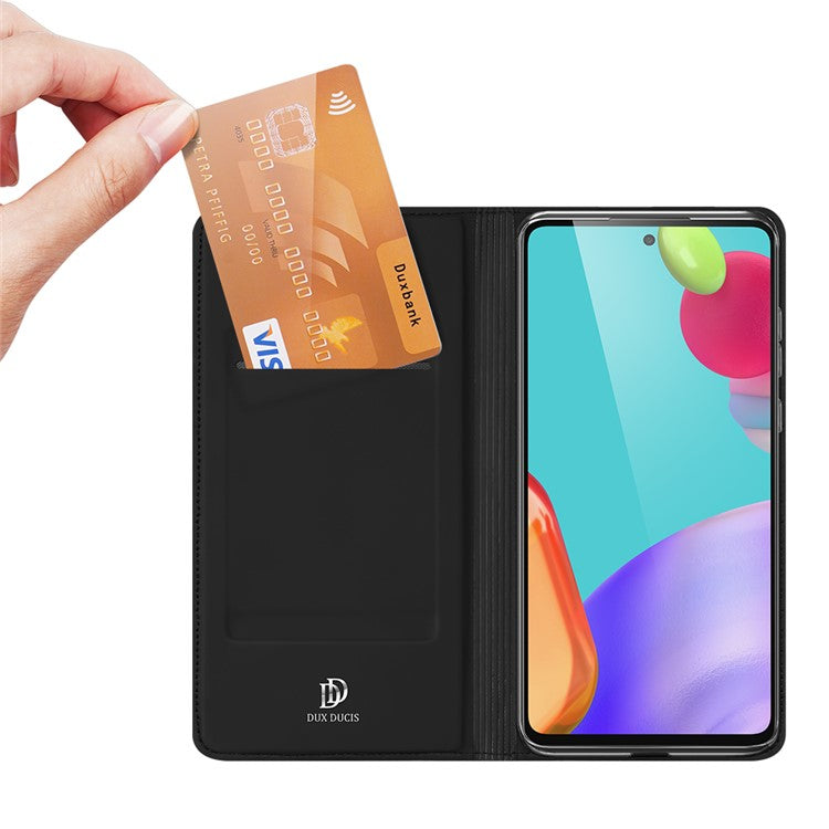 DUX DUCIS Skin Pro Series for Samsung Galaxy A52s/A52 4G/5G / A52s 5G Card Slot Auto-Absorbed Leather Cell Phone Stand Case - Black