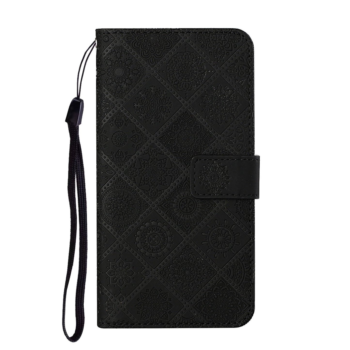 Imprint Ethnic Style Flower Wallet Leather Case for Samsung Galaxy S20 FE 4G/FE 5G/S20 Lite/S20 FE 2022 - Black