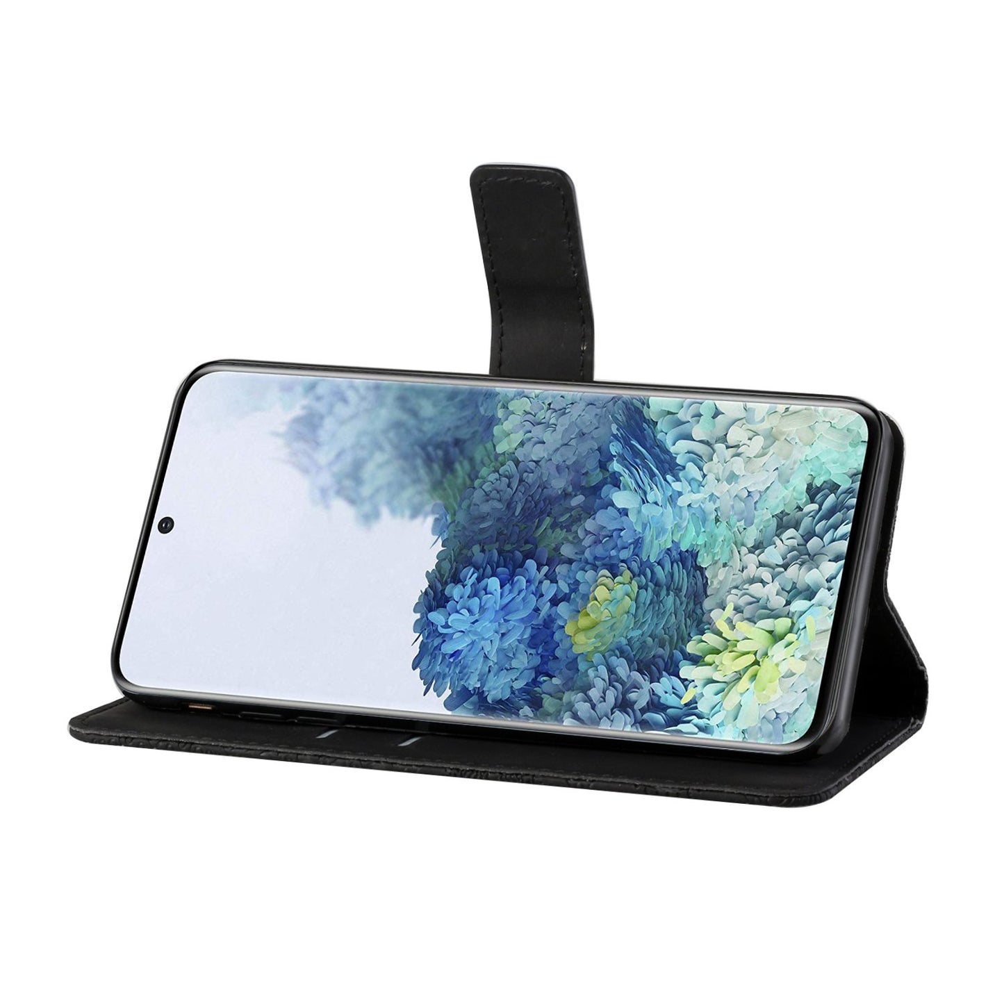 Imprint Ethnic Style Flower Wallet Leather Case for Samsung Galaxy S20 FE 4G/FE 5G/S20 Lite/S20 FE 2022 - Black