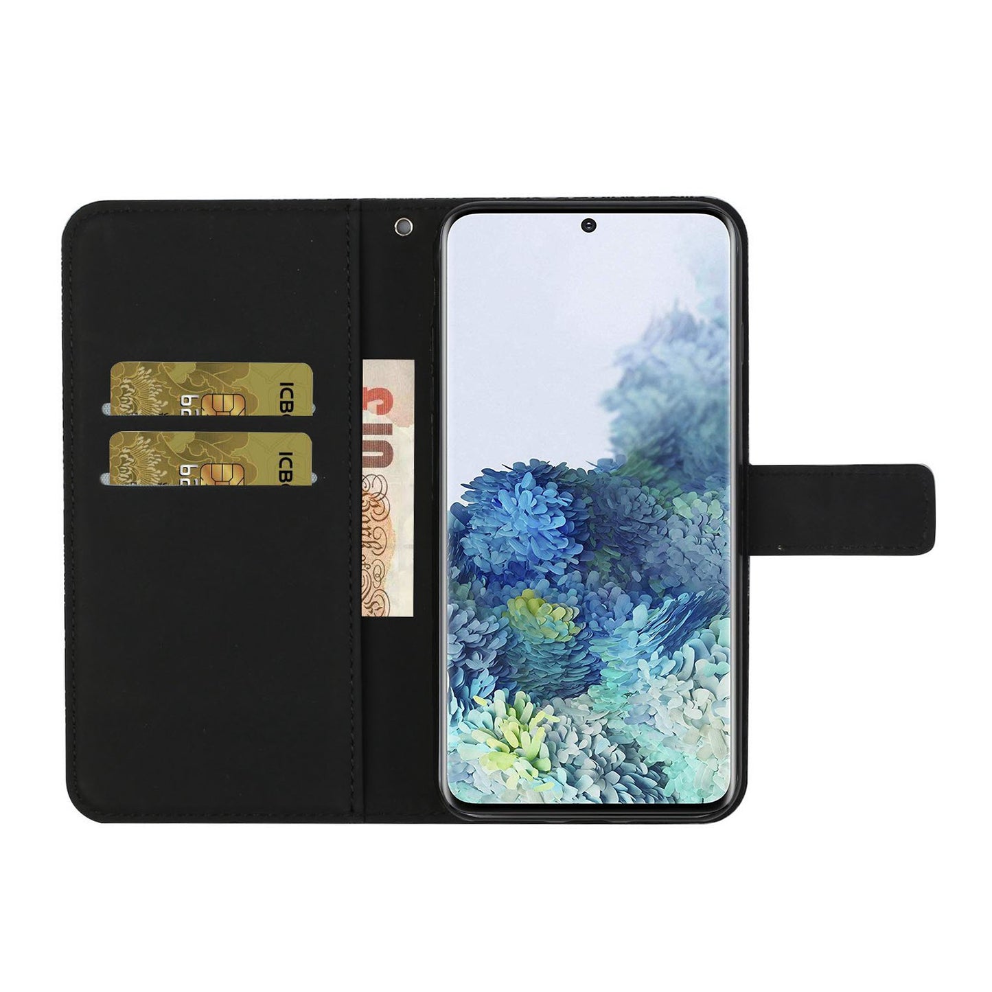 Imprint Ethnic Style Flower Wallet Leather Case for Samsung Galaxy S20 FE 4G/FE 5G/S20 Lite/S20 FE 2022 - Black