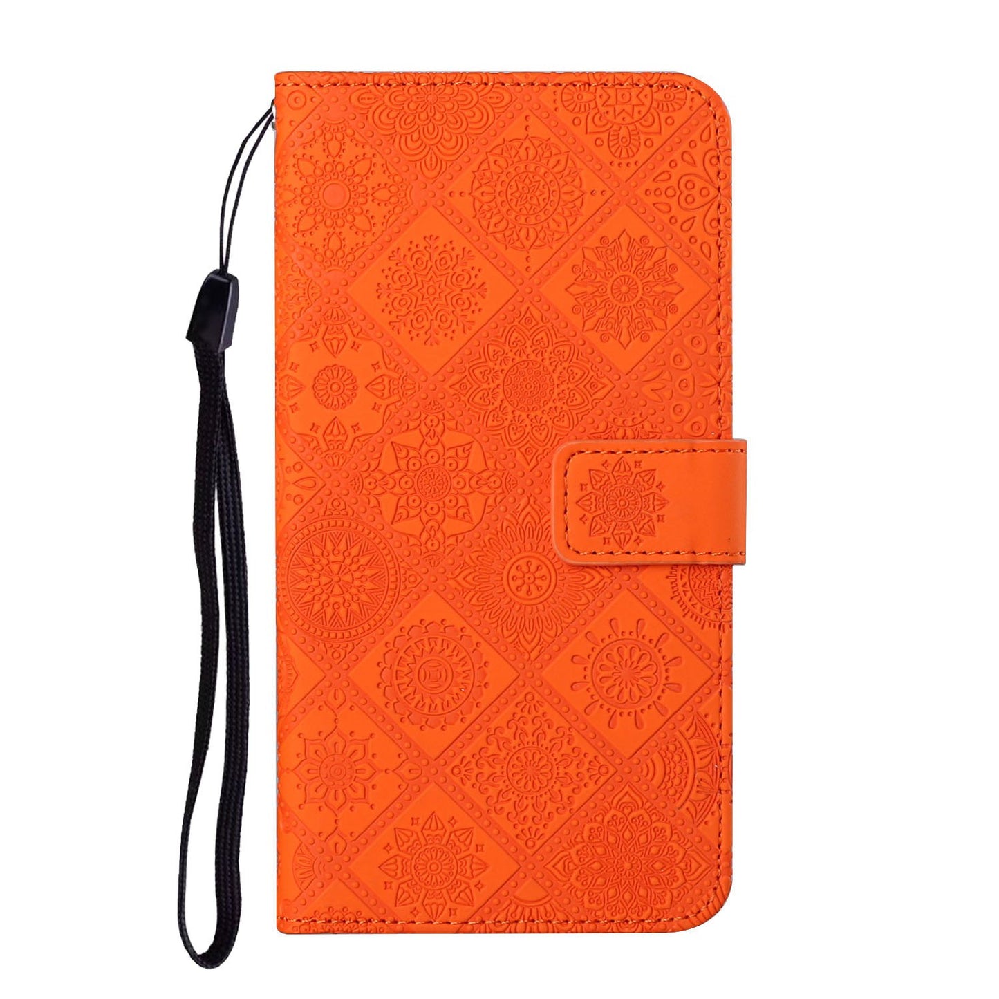 Imprint Ethnic Style Flower Wallet Leather Case for Samsung Galaxy S20 FE 4G/FE 5G/S20 Lite/S20 FE 2022 - Orange