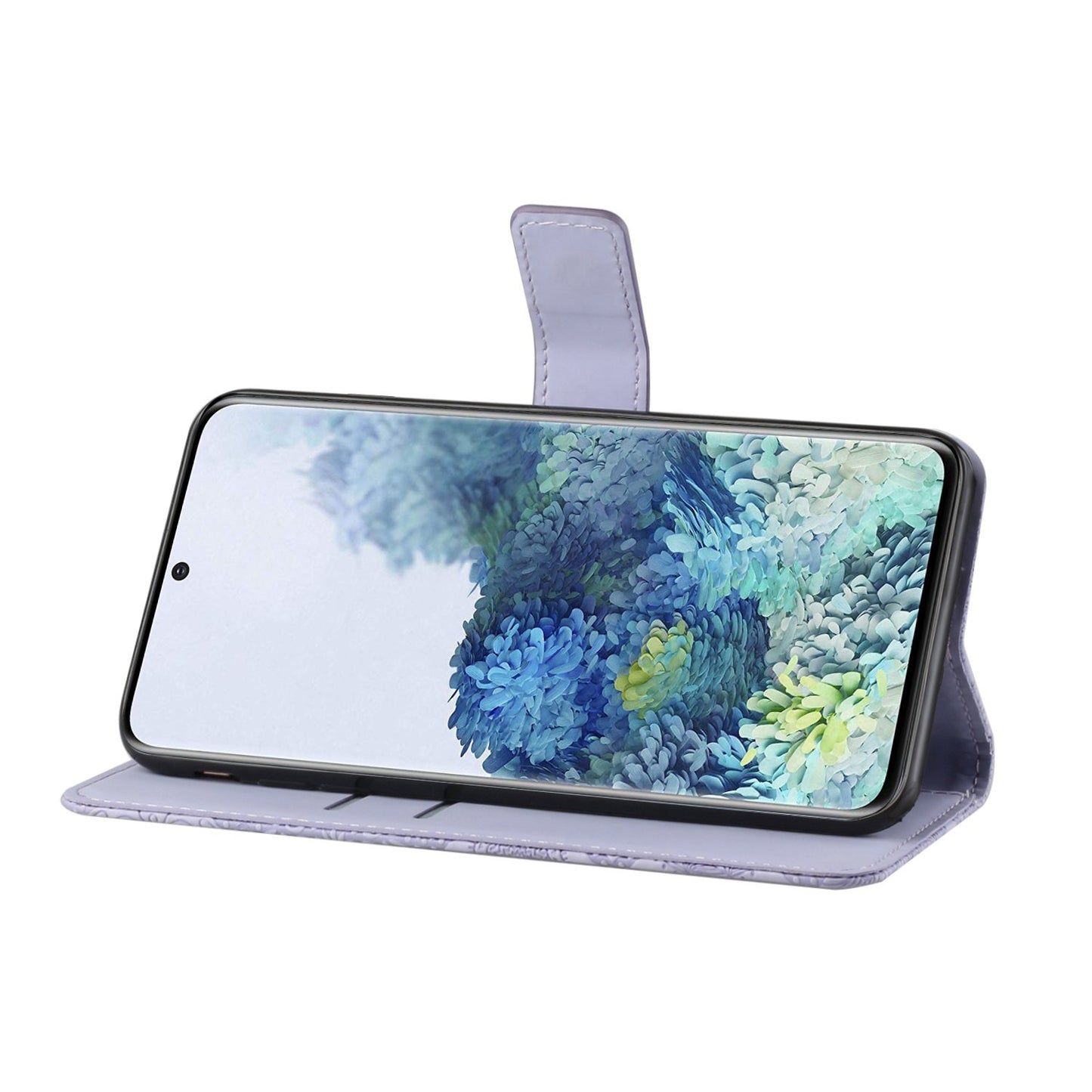Imprint Ethnic Style Flower Wallet Leather Case for Samsung Galaxy S20 FE 4G/FE 5G/S20 Lite/S20 FE 2022 - Purple
