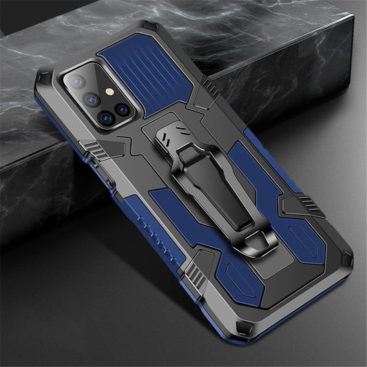 Metal + Plastic + TPU Hybrid Back Flip Cover with Kickstand for Samsung Galaxy M51 - Blue