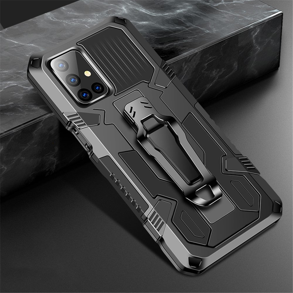 Metal + Plastic + TPU Hybrid Back Flip Cover with Kickstand for Samsung Galaxy M51 - Black