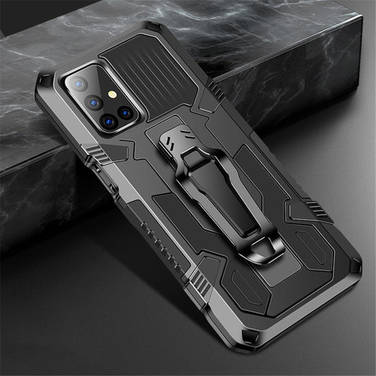 Metal + Plastic + TPU Hybrid Back Flip Cover with Kickstand for Samsung Galaxy M51 - Black