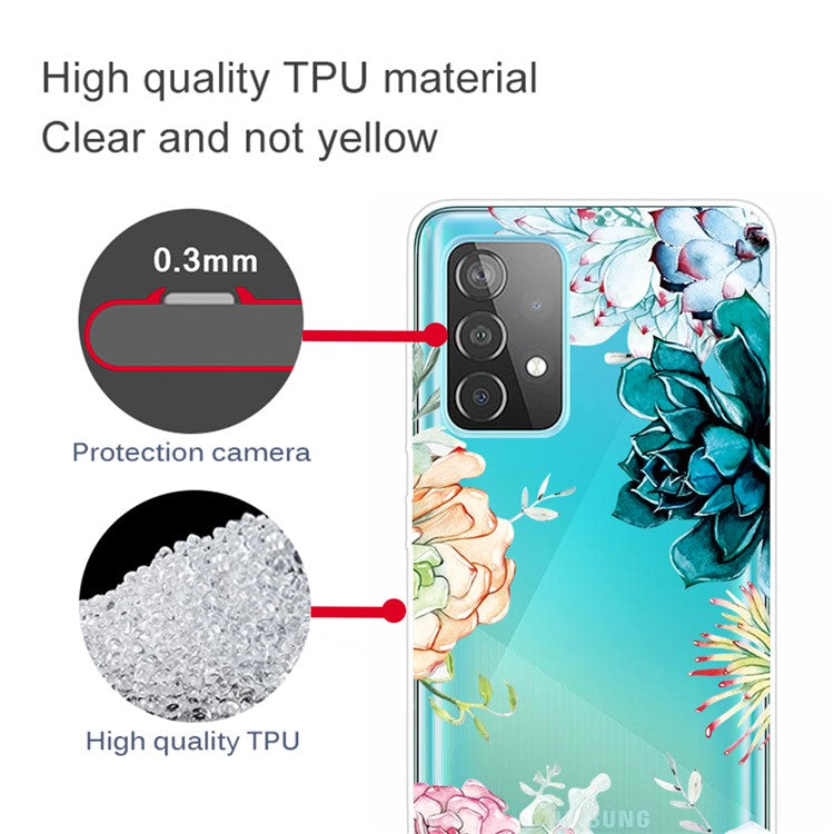 Pattern Printing TPU Phone Shell Case for Samsung Galaxy A32 5G/M32 5G - Beautiful Flower