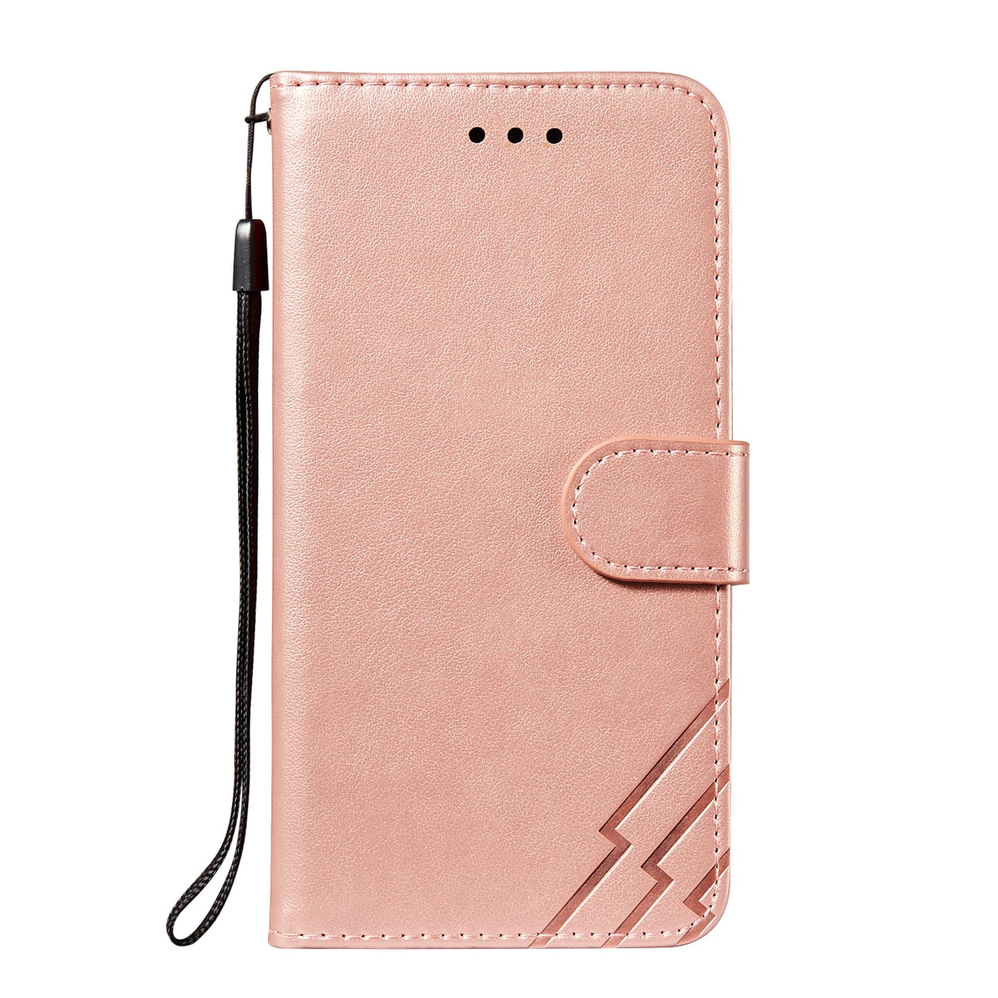 Wallet Stand Leather Phone Cover Case with Stripes Imprinting for Samsung Galaxy S20 FE 4G/FE 5G/S20 Lite/S20 FE 2022 - Rose Gold
