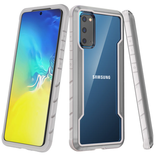 Drop-proof Anti-slip PC + TPU + Metal Hybrid Cover Phone Protective Shell for Samsung Galaxy S20 Plus - White