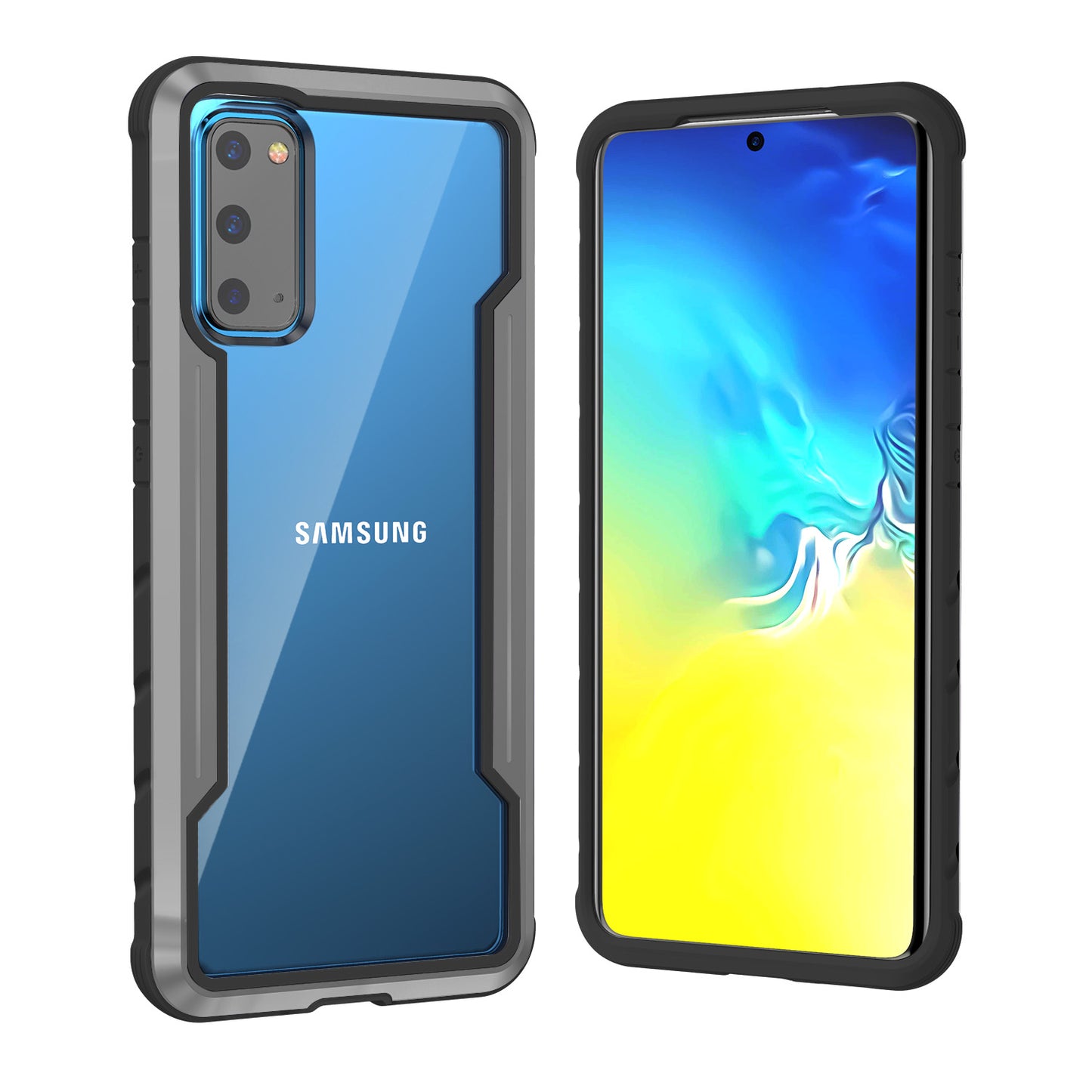 Drop-proof Anti-slip PC + TPU + Metal Hybrid Cover Phone Protective Shell for Samsung Galaxy S20 Plus - Grey