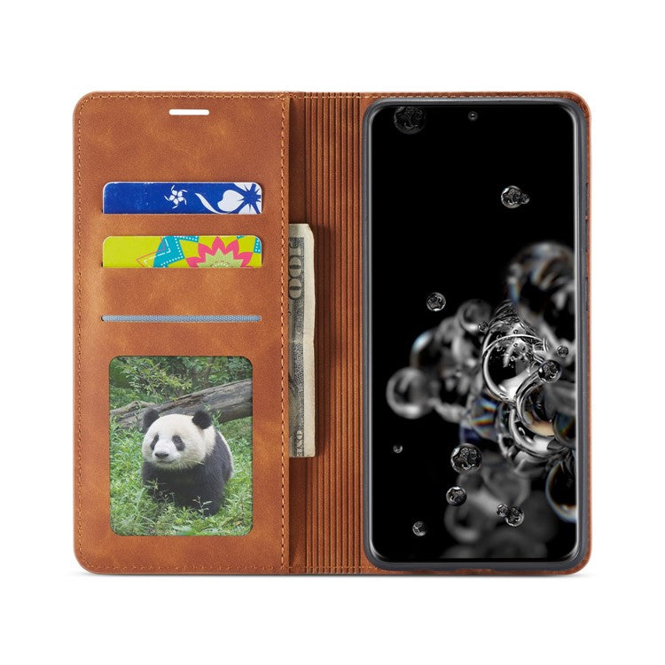 FORWENW Fantasy Series Skin-Touch Feeling Leather Wallet Stand Case for Samsung Galaxy S21 Plus 5G - Brown