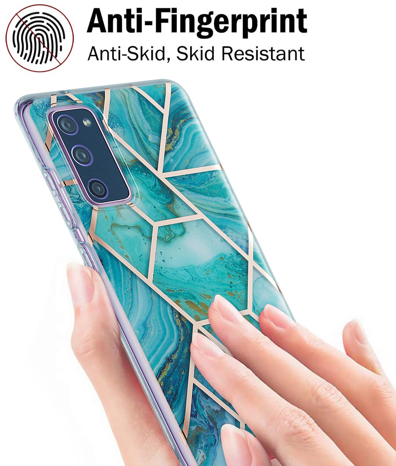 IML IMD Marble Pattern 2.0mm TPU Phone Cover Case Electroplating for Samsung Galaxy S20 FE 4G/FE 5G/S20 Lite/S20 FE 2022  - Green