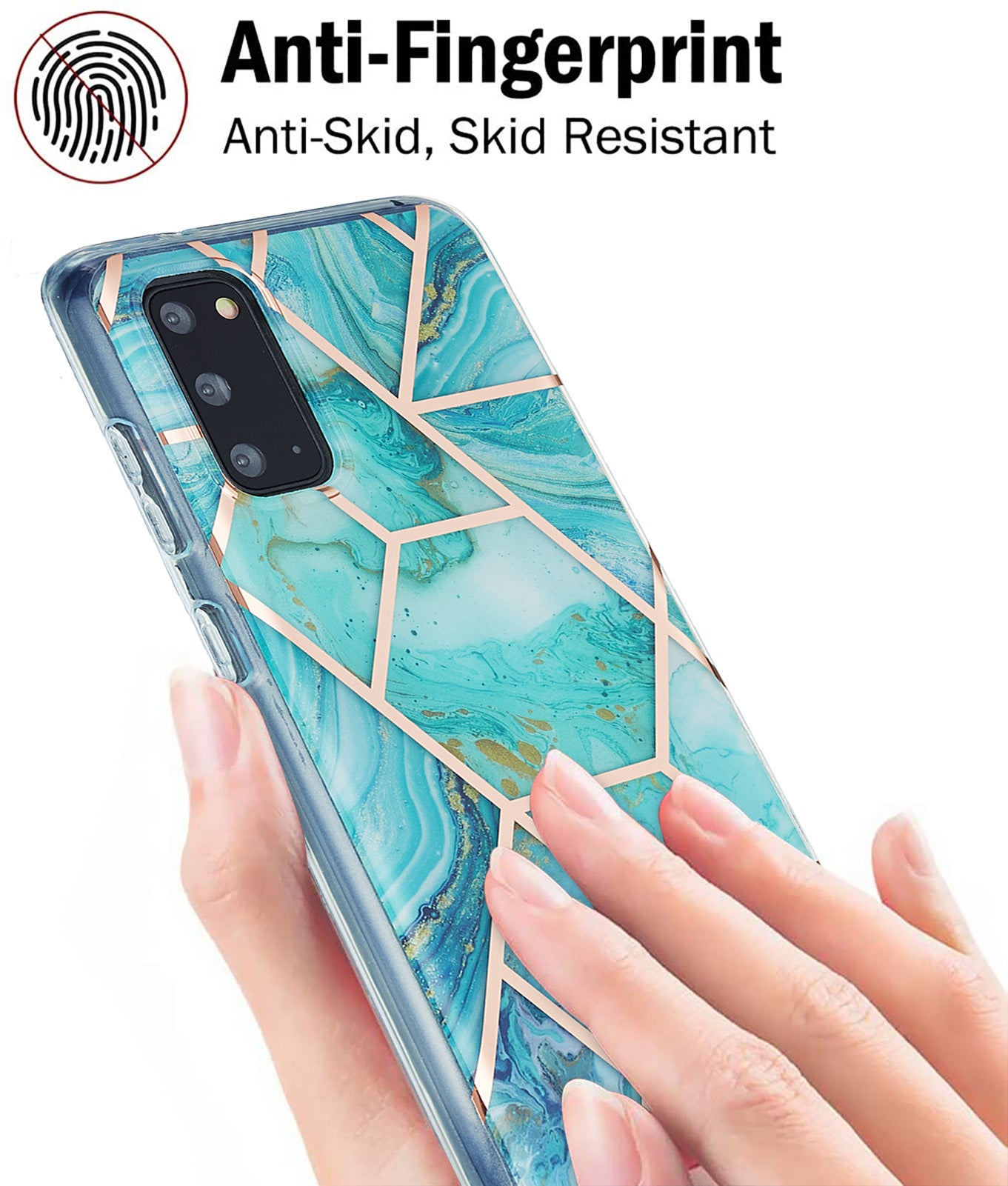 IML IMD Marble Pattern Electroplating Flexible TPU Phone Cover Case for Samsung Galaxy S20 4G/S20 5G - Green