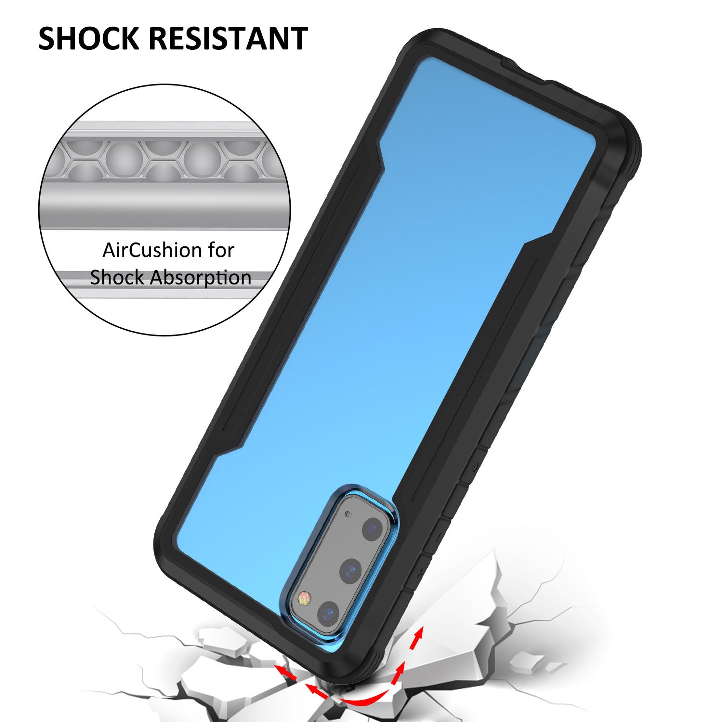 Full Protection Anti-Drop Hybrid Cover Phone Shell for Samsung Galaxy S20 4G/S20 5G - Black