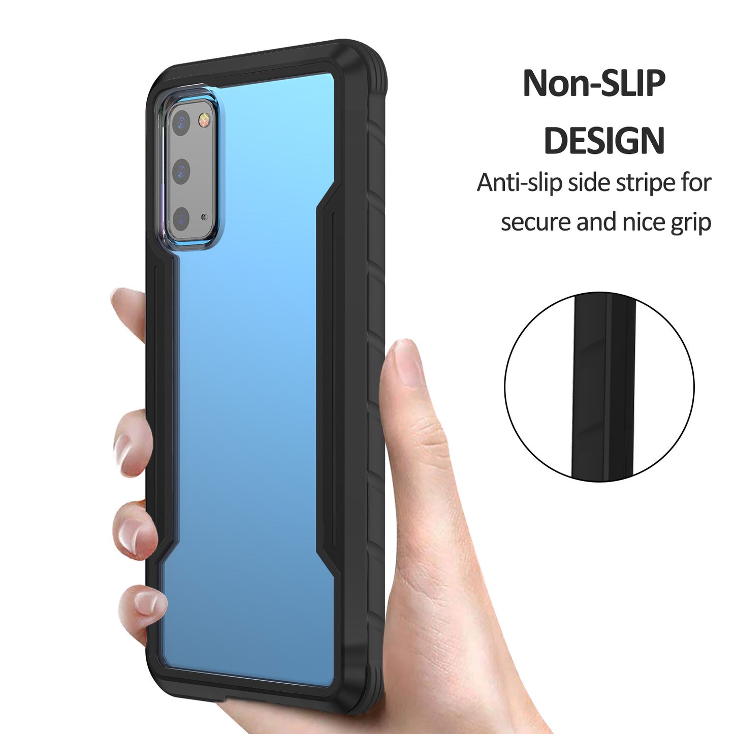Full Protection Anti-Drop Hybrid Cover Phone Shell for Samsung Galaxy S20 4G/S20 5G - Black