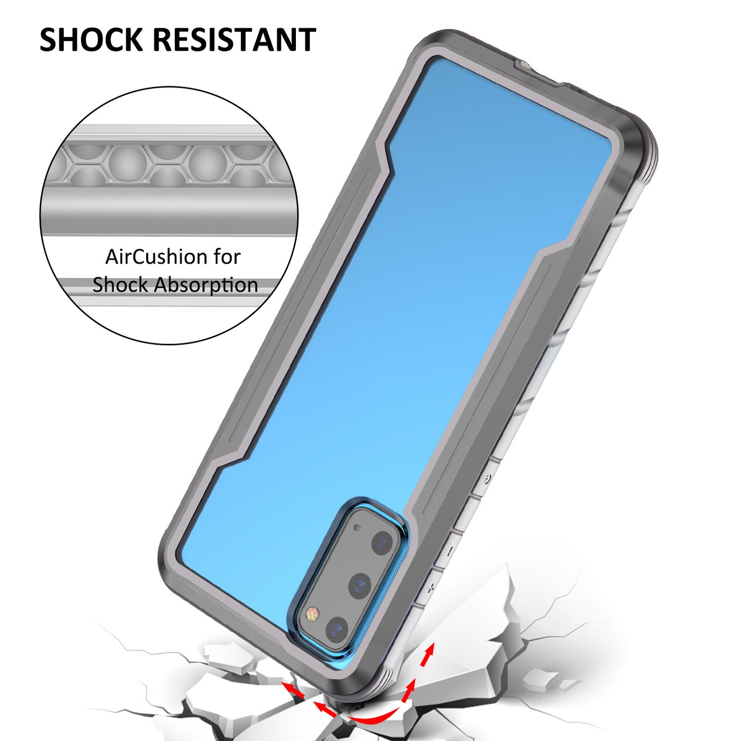 Full Protection Anti-Drop Hybrid Cover Phone Shell for Samsung Galaxy S20 4G/S20 5G - Grey