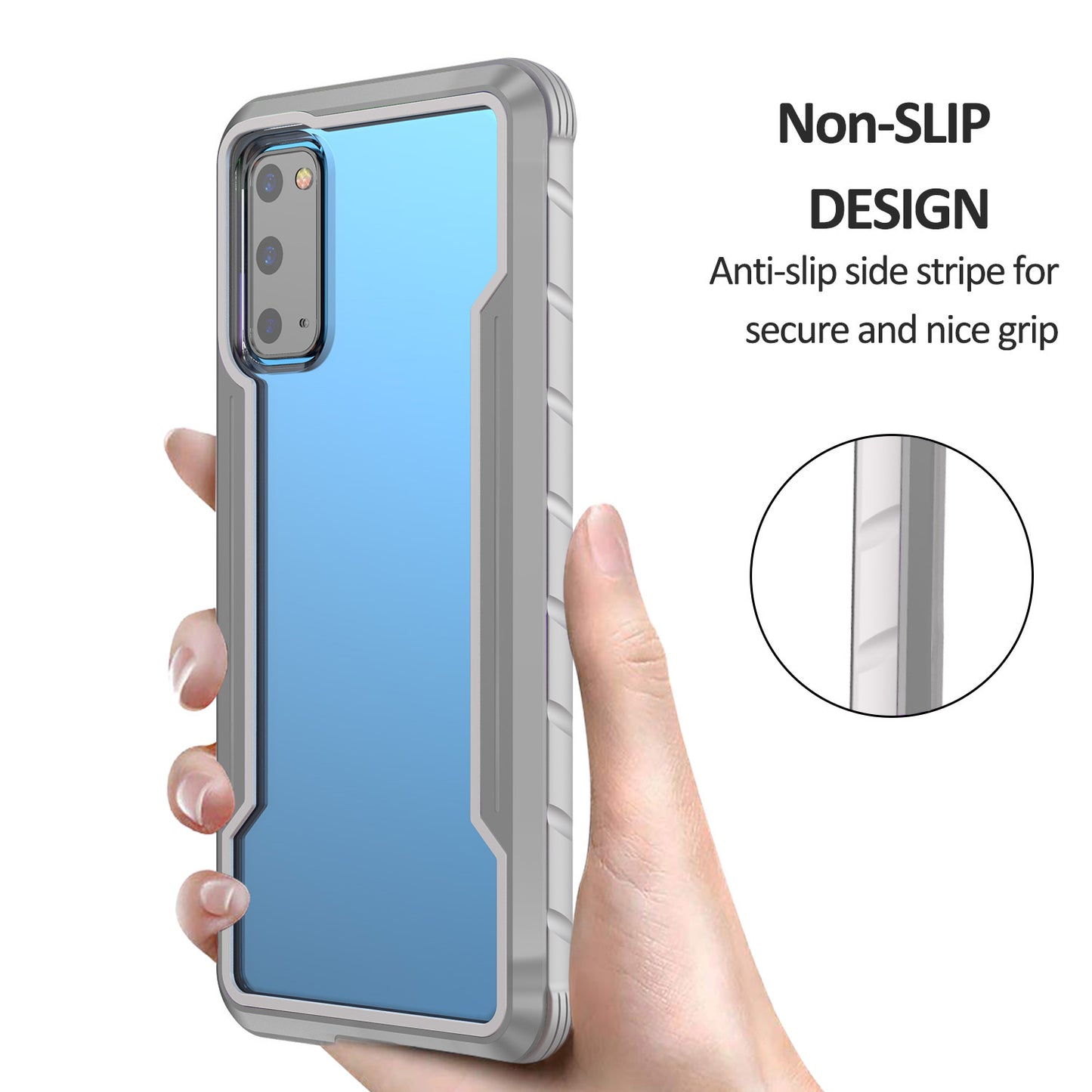 Full Protection Anti-Drop Hybrid Cover Phone Shell for Samsung Galaxy S20 4G/S20 5G - Grey