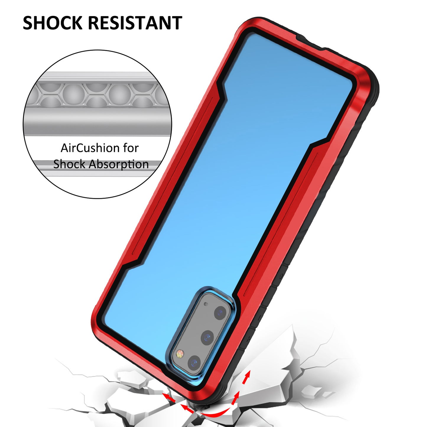 Full Protection Anti-Drop Hybrid Cover Phone Shell for Samsung Galaxy S20 4G/S20 5G - Red