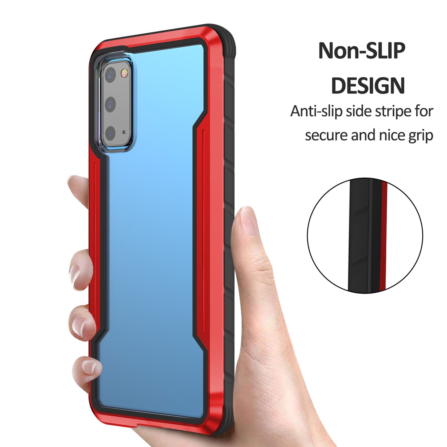 Full Protection Anti-Drop Hybrid Cover Phone Shell for Samsung Galaxy S20 4G/S20 5G - Red