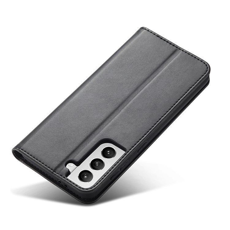 Auto-absorbed Leather Wallet Stand Cell Phone Protective Case for Samsung Galaxy S21+ 5G - Black