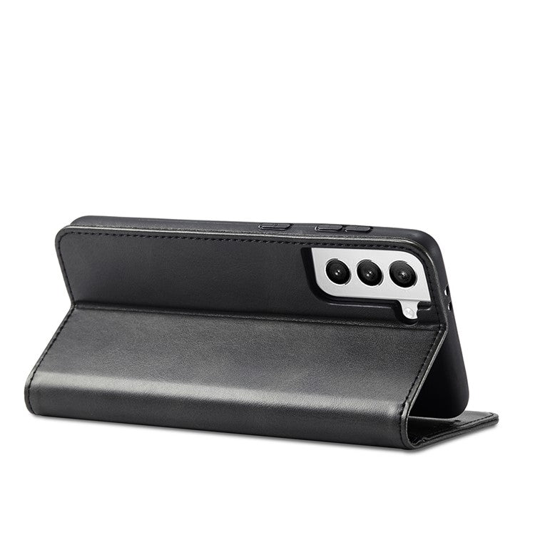 Auto-absorbed Leather Wallet Stand Cell Phone Protective Case for Samsung Galaxy S21+ 5G - Black