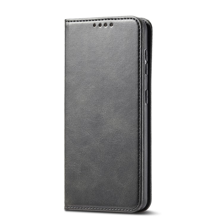 Auto-absorbed Leather Wallet Stand Cell Phone Protective Case for Samsung Galaxy S21+ 5G - Black