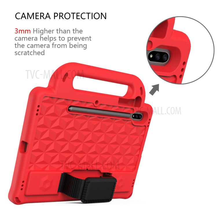 Rhombus Design EVA Protection Case + Shoulder Strap for Samsung Galaxy Tab S7 / S8 - Red