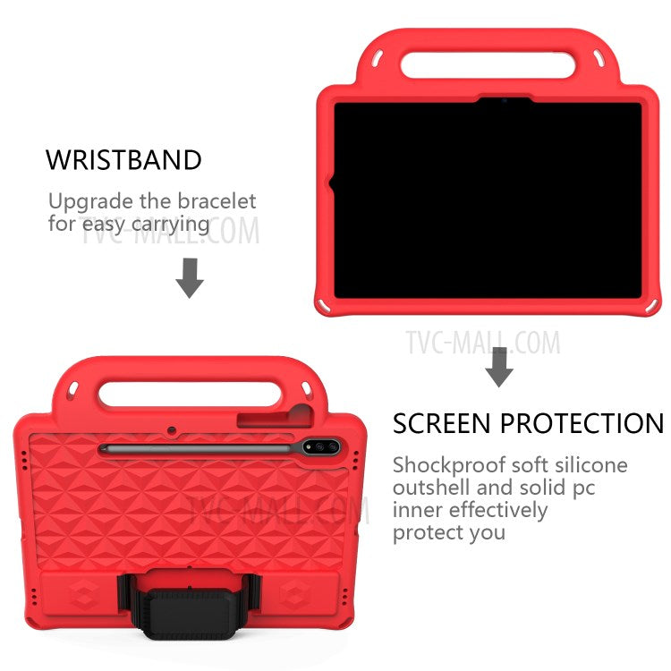Rhombus Design EVA Protection Case + Shoulder Strap for Samsung Galaxy Tab S7 / S8 - Red