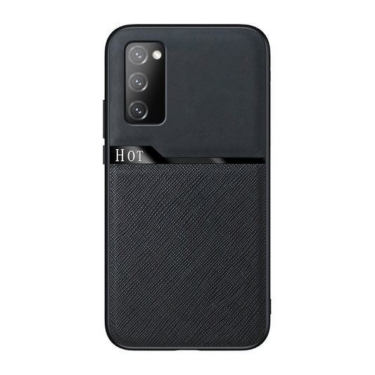 Leather Skin Precise Cut-out TPU Hybrid Cover for Samsung Galaxy S20 FE/S20 Fan Edition/S20 FE 5G/S20 Fan Edition 5G - Black
