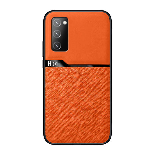 Leather Skin Precise Cut-out TPU Hybrid Cover for Samsung Galaxy S20 FE/S20 Fan Edition/S20 FE 5G/S20 Fan Edition 5G - Orange