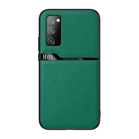 Leather Skin Precise Cut-out TPU Hybrid Cover for Samsung Galaxy S20 FE/S20 Fan Edition/S20 FE 5G/S20 Fan Edition 5G - Green
