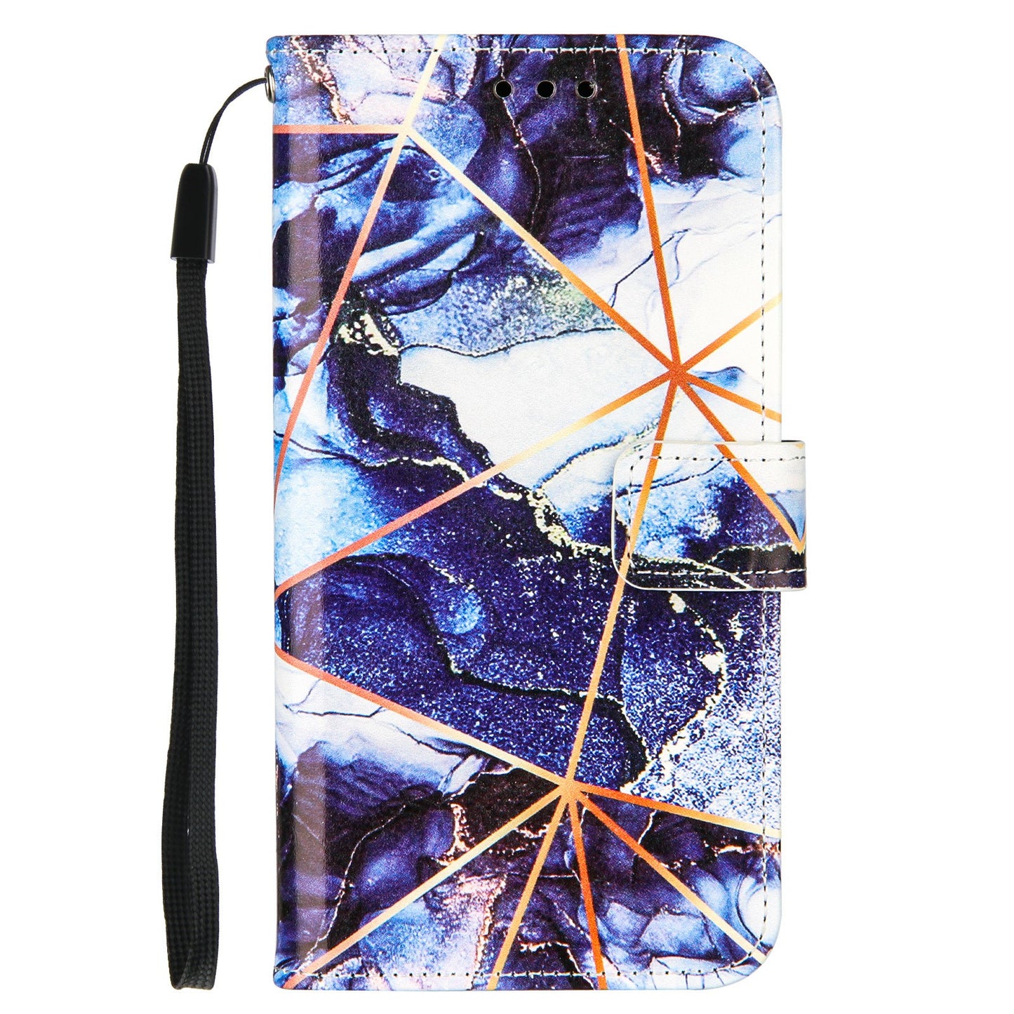 Full Protection Wallet Stand TPU + PU Leather Cover with Splicing Marble Pattern for Samsung Galaxy S20 FE 4G/FE 5G/S20 Lite/S20 FE 2022 - Dark Blue