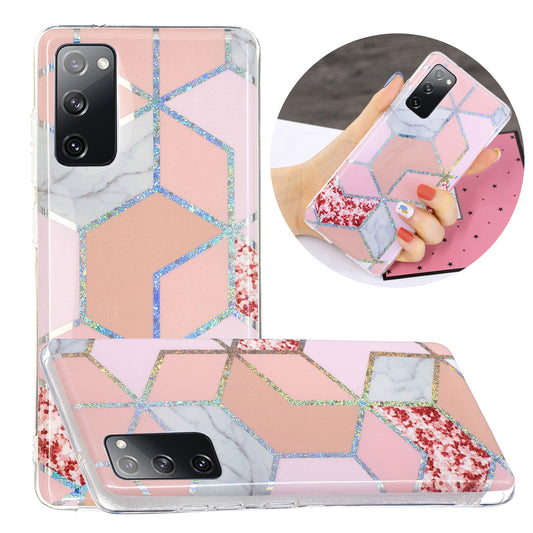 Marble Pattern Printing IMD Design TPU Cover for Samsung Galaxy S20 FE 4G/FE 5G/S20 Lite/S20 FE 2022 - Pink/Rhombus