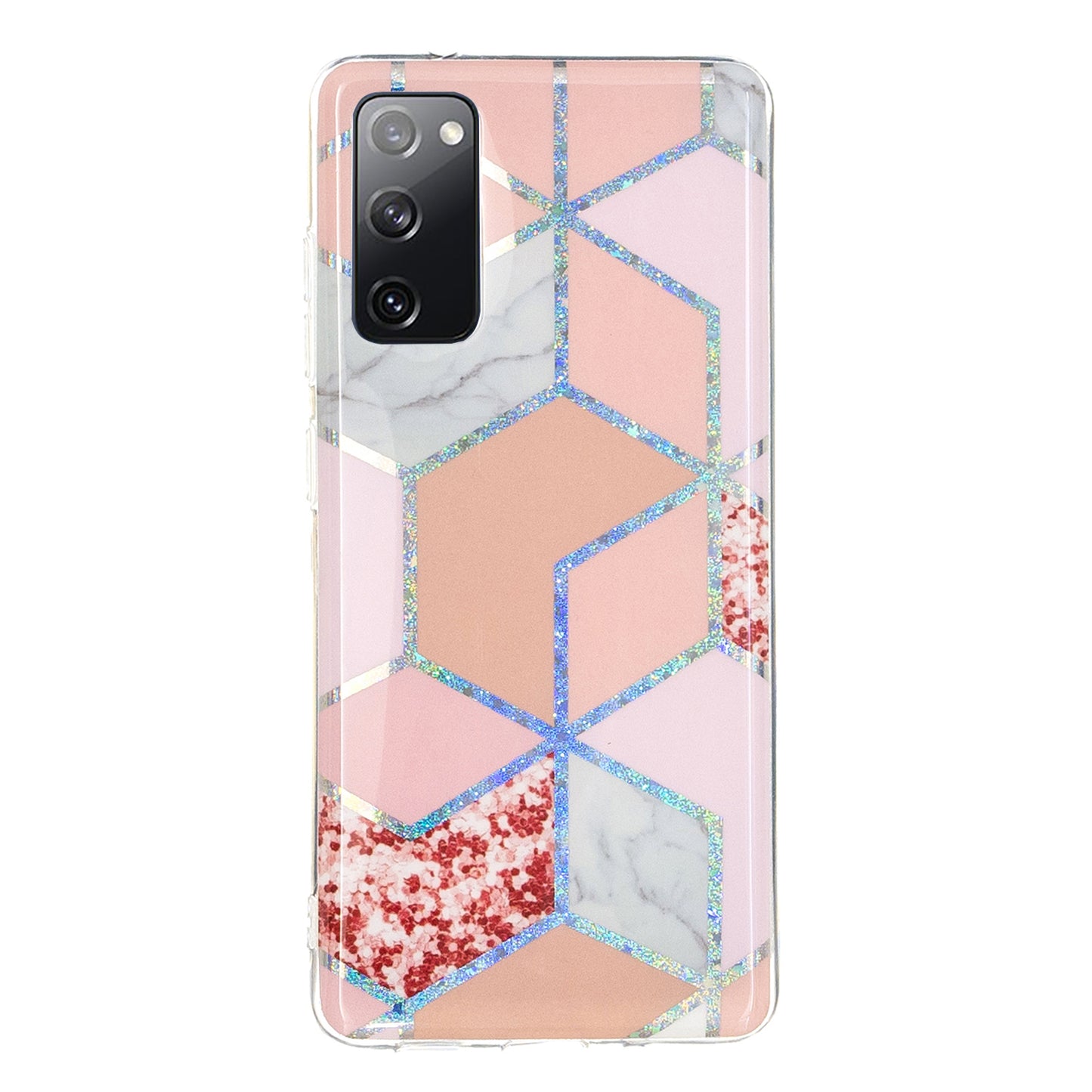 Marble Pattern Printing IMD Design TPU Cover for Samsung Galaxy S20 FE 4G/FE 5G/S20 Lite/S20 FE 2022 - Pink/Rhombus