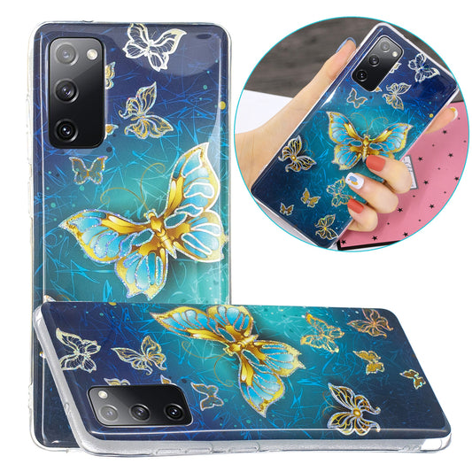 Marble Pattern Printing IMD Design TPU Cover for Samsung Galaxy S20 FE 4G/FE 5G/S20 Lite/S20 FE 2022 - Butterfly