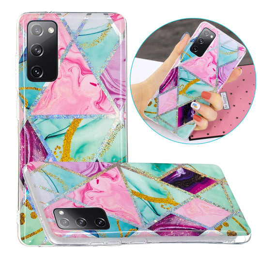 Marble Pattern Printing IMD Design TPU Cover for Samsung Galaxy S20 FE 4G/FE 5G/S20 Lite/S20 FE 2022 - Triangle and Rhombus