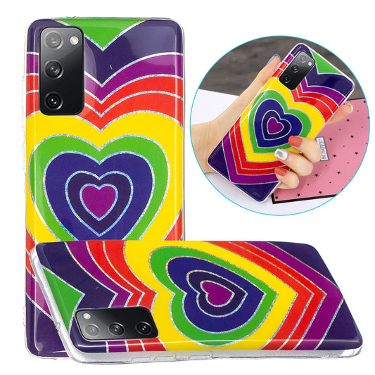Marble Pattern Printing IMD Design TPU Cover for Samsung Galaxy S20 FE 4G/FE 5G/S20 Lite/S20 FE 2022 - Heart