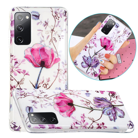 Marble Pattern Printing IMD Design TPU Cover for Samsung Galaxy S20 FE 4G/FE 5G/S20 Lite/S20 FE 2022 - Lotus