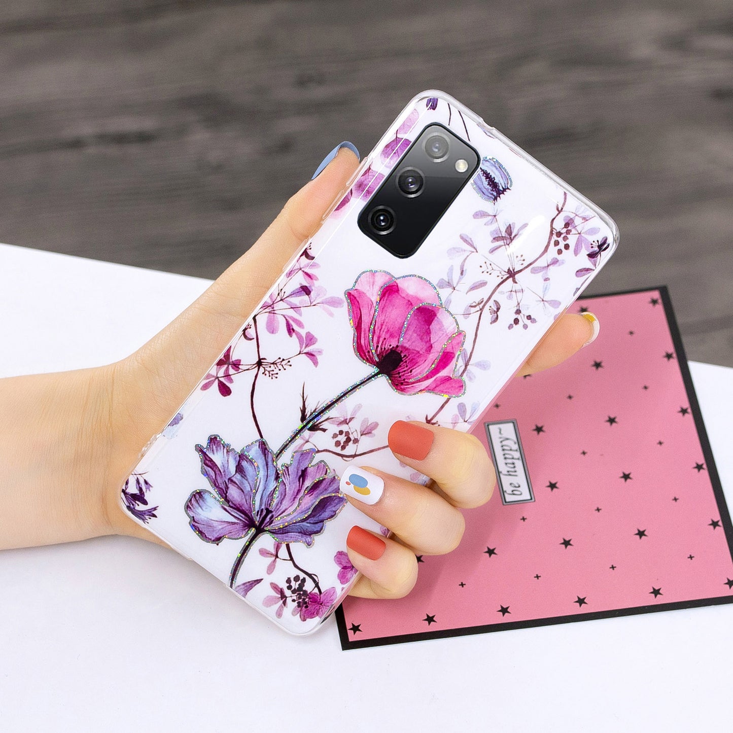 Marble Pattern Printing IMD Design TPU Cover for Samsung Galaxy S20 FE 4G/FE 5G/S20 Lite/S20 FE 2022 - Lotus