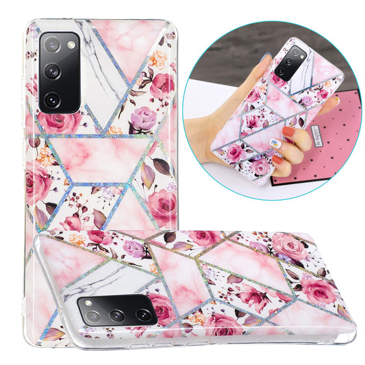 Marble Pattern Printing IMD Design TPU Cover for Samsung Galaxy S20 FE 4G/FE 5G/S20 Lite/S20 FE 2022 - Rose