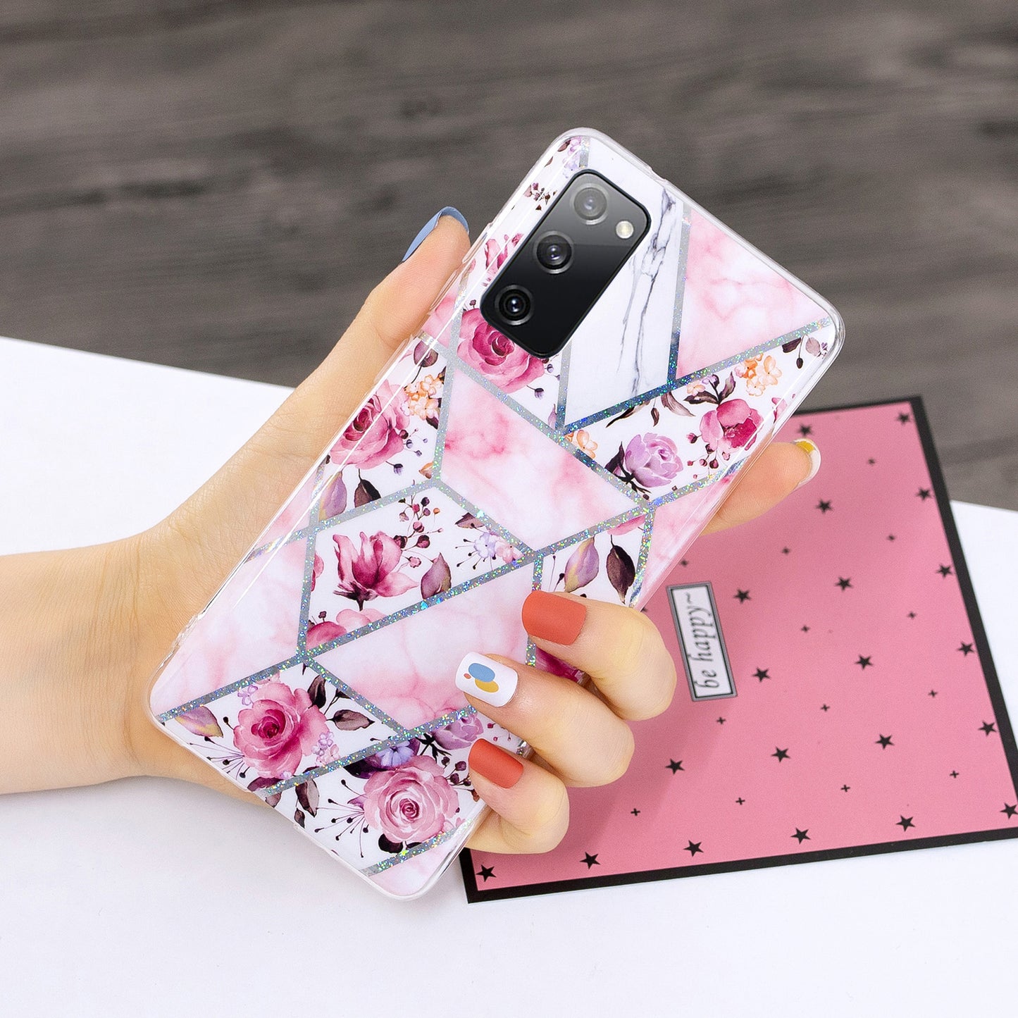 Marble Pattern Printing IMD Design TPU Cover for Samsung Galaxy S20 FE 4G/FE 5G/S20 Lite/S20 FE 2022 - Rose