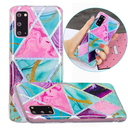 Marble Pattern Printing IMD Design TPU Case for Samsung Galaxy S20 4G/S20 5G - Triangle and Rhombus