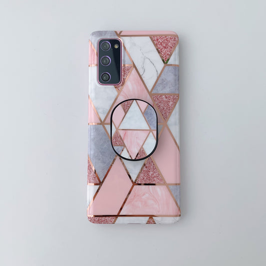 Plating Splicing Marble Pattern Rotary Folding Kickstand Case for Samsung Galaxy S20 FE 4G/FE 5G/S20 Lite/S20 FE 2022 - Style D