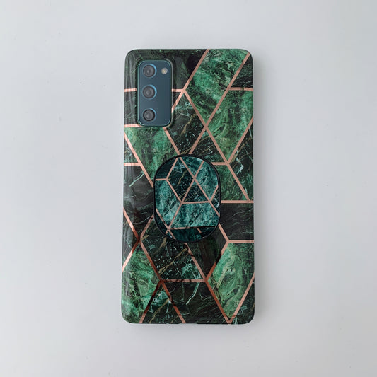 Plating Splicing Marble Pattern Rotary Folding Kickstand Case for Samsung Galaxy S20 FE 4G/FE 5G/S20 Lite/S20 FE 2022 - Style E