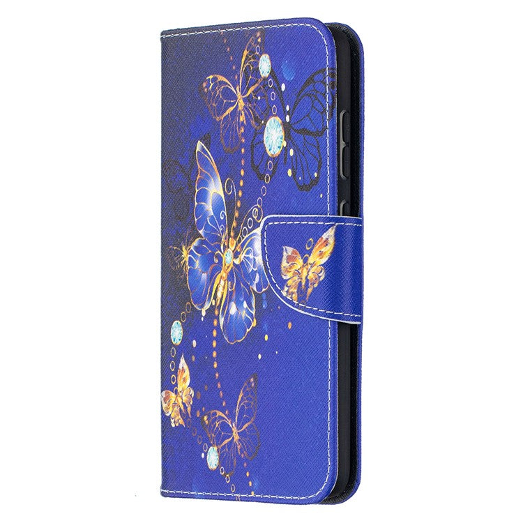 Wallet Stand Design Pattern Printing Folio Flip Leather Phone Shell for Samsung Galaxy A52 4G/5G / A52s 5G - Crystal Butterflies