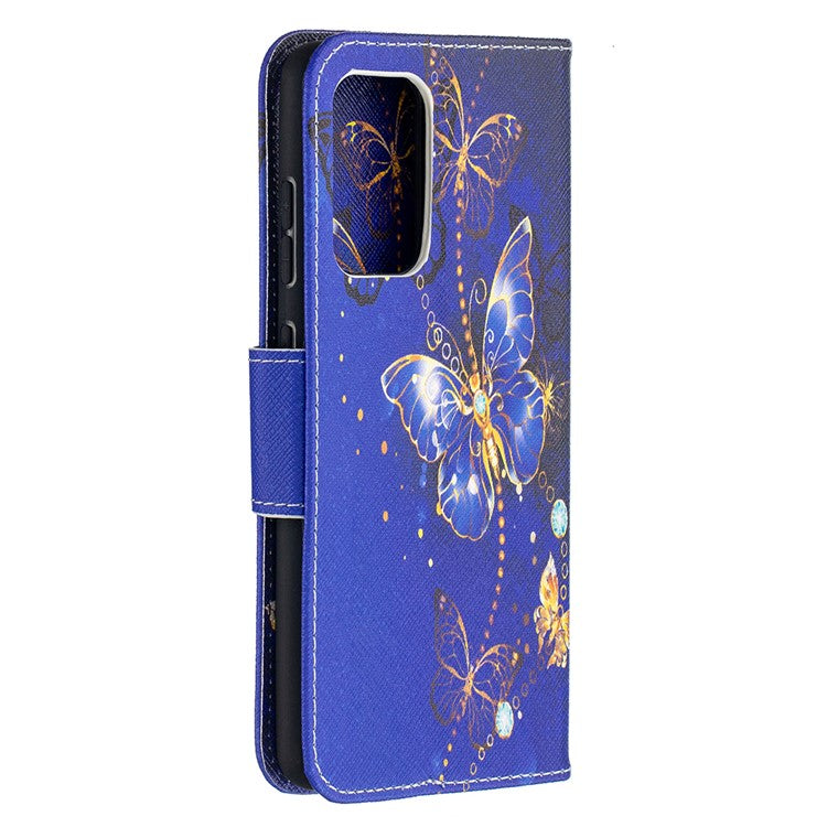 Wallet Stand Design Pattern Printing Folio Flip Leather Phone Shell for Samsung Galaxy A52 4G/5G / A52s 5G - Crystal Butterflies