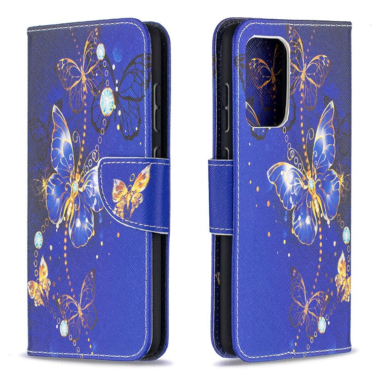 Wallet Stand Design Pattern Printing Folio Flip Leather Phone Shell for Samsung Galaxy A52 4G/5G / A52s 5G - Crystal Butterflies