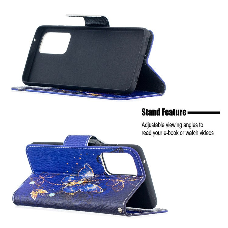 Wallet Stand Design Pattern Printing Folio Flip Leather Phone Shell for Samsung Galaxy A52 4G/5G / A52s 5G - Crystal Butterflies