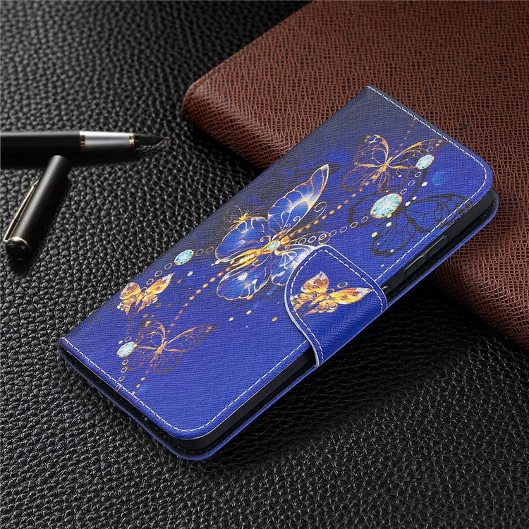 Wallet Stand Design Pattern Printing Folio Flip Leather Phone Shell for Samsung Galaxy A52 4G/5G / A52s 5G - Crystal Butterflies